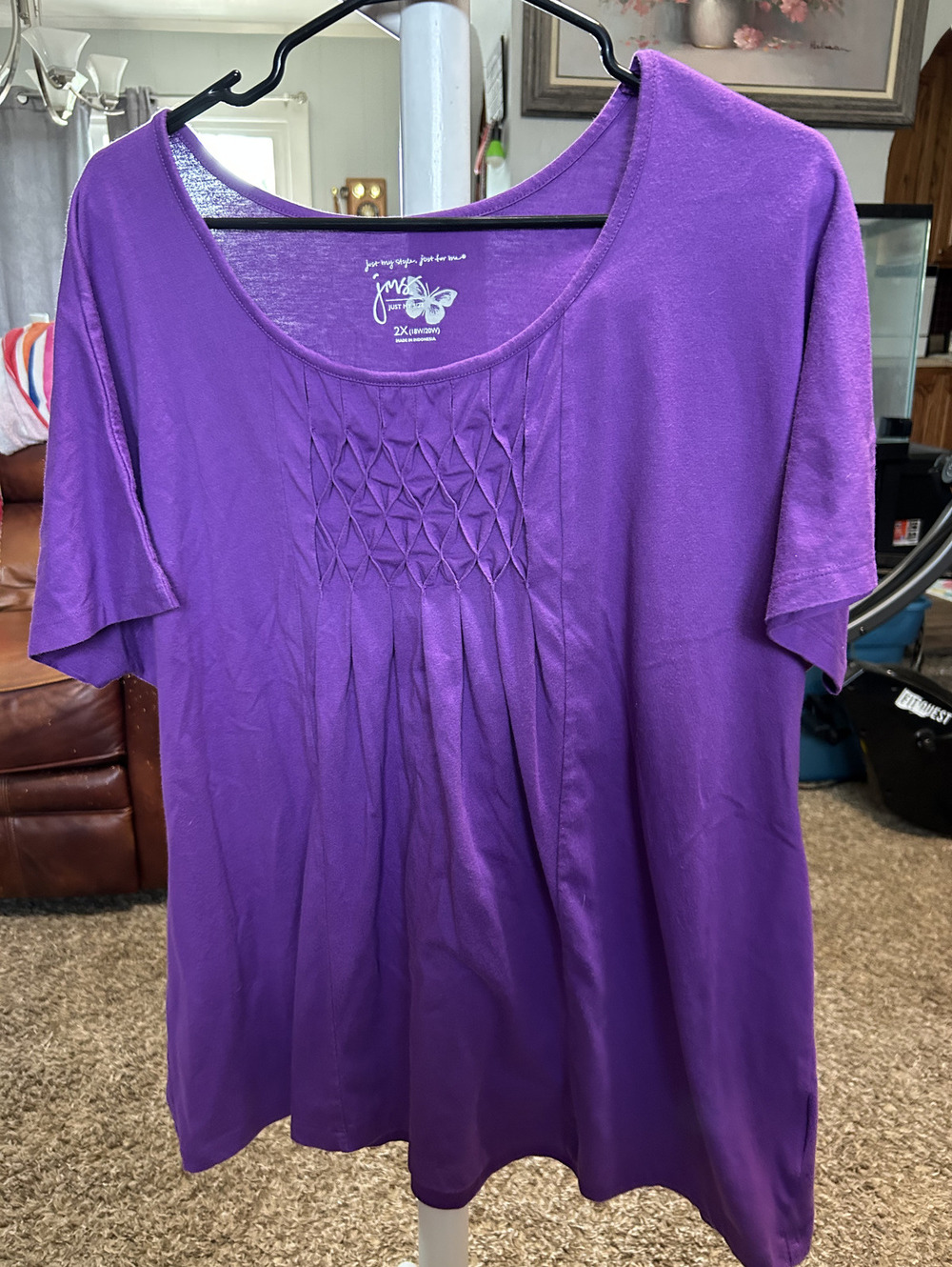 Just My Style Purple Short Sleeve Top 2X (18W/20W)